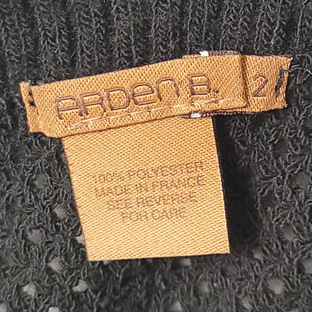 ARDEN B VINTAGE BLACK CROP OPEN KNIT OFF-THE-SHOULDER SWEATER TOP FRANCE SIZE 2
